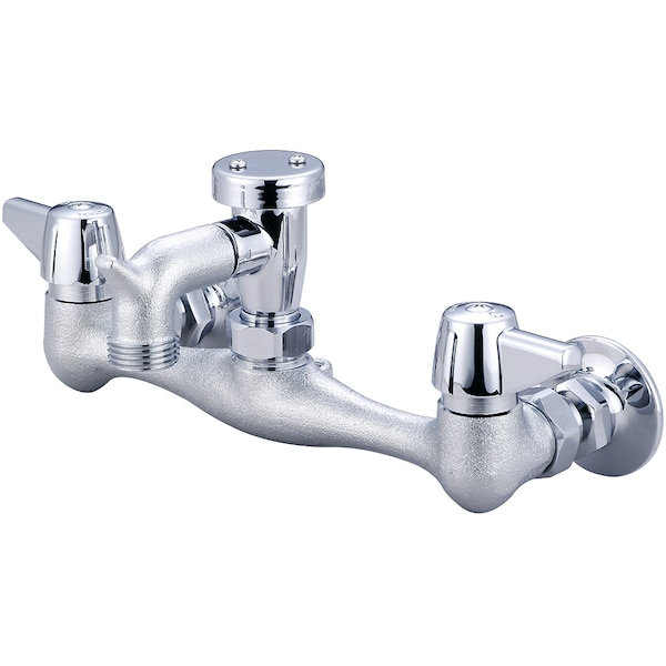 Two Handle Wallmount Service Sink Faucet, NPT, Wallmount, Rough Chrome, Weight: 4.2